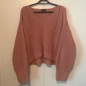 Eclipse Dusty Pink Knit Long Sleeve Scoop Neck Cropped Sweater Size XL
